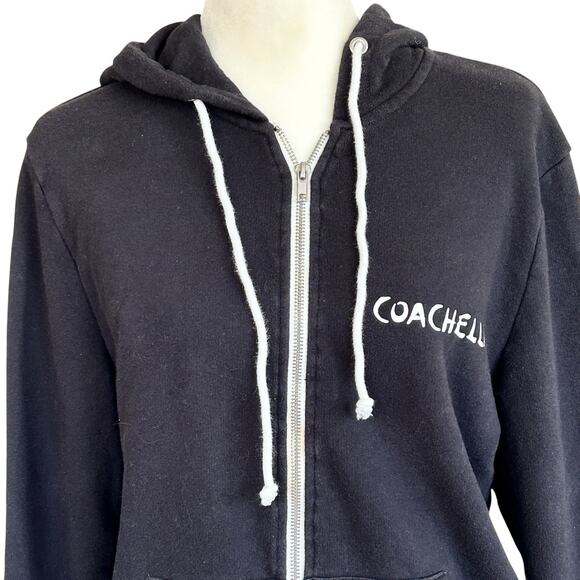 H&M X Coachella Festival Full Zip Hoodie Jacket‎ Small Black Music Goth Grunge - Picture 4 of 11